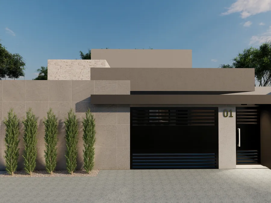 Projeto de casa de 70 m² com dois quartos