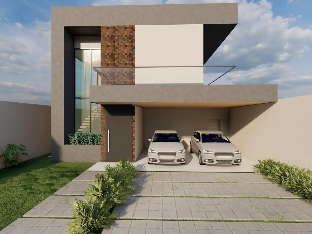 Projeto de sobrado com garagem para dois carros